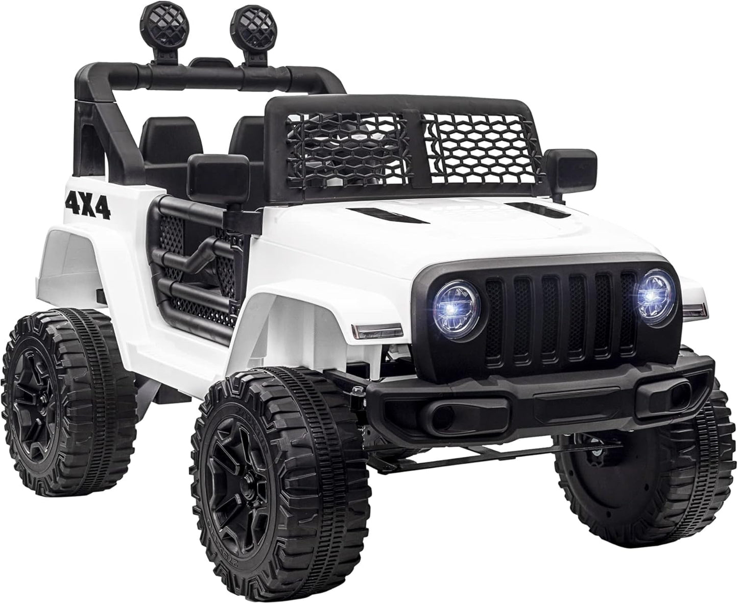 Kids Electric Ride on Car 12V off Road Toy with Parental Remote Control 2 Motors Horn Lights Suspension Wheels for 3-6 Years Old Red