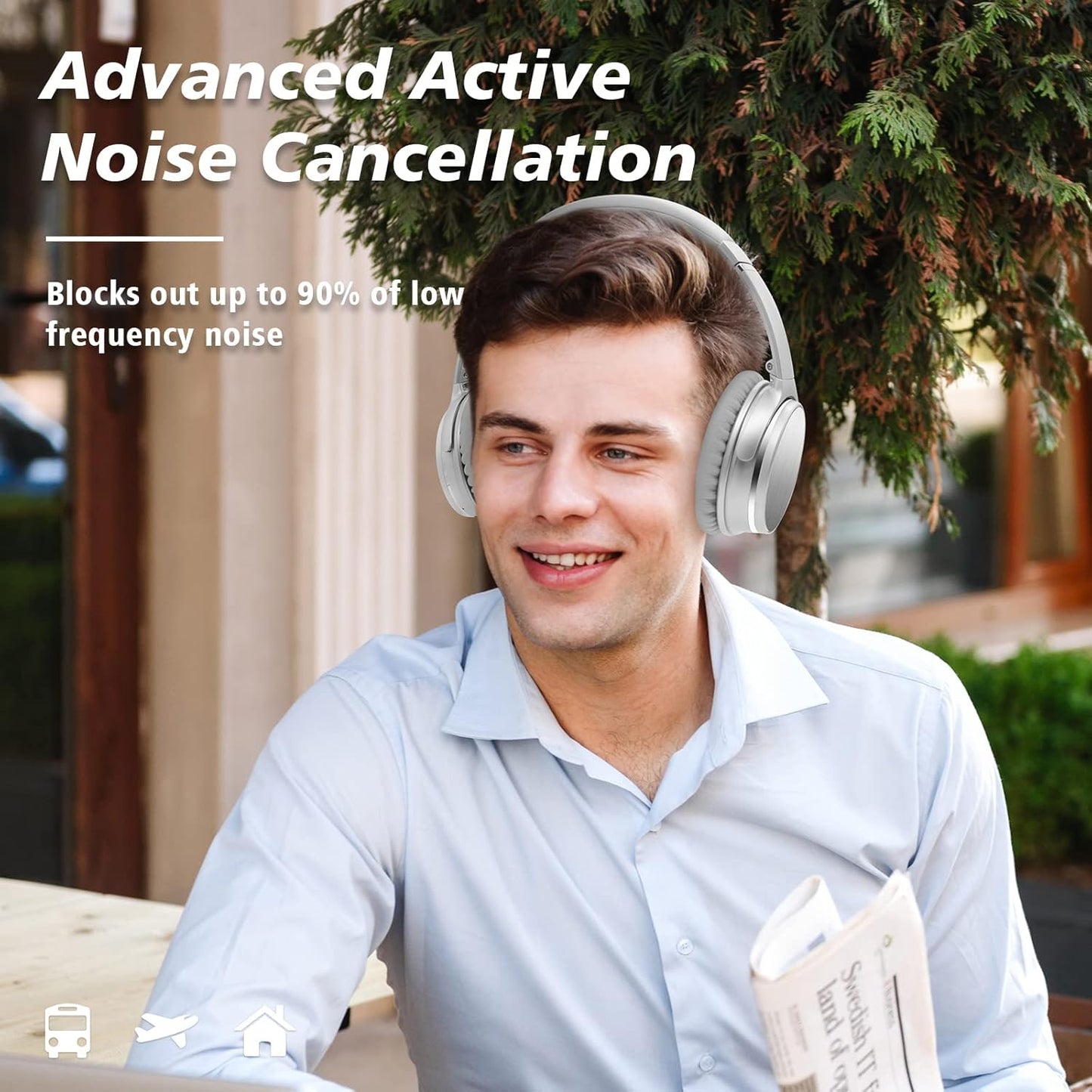 Nicecomfort 25Pro Active Noise Cancelling Headphones Wireless,Bluetooth V5.3 Headset with Game Mode