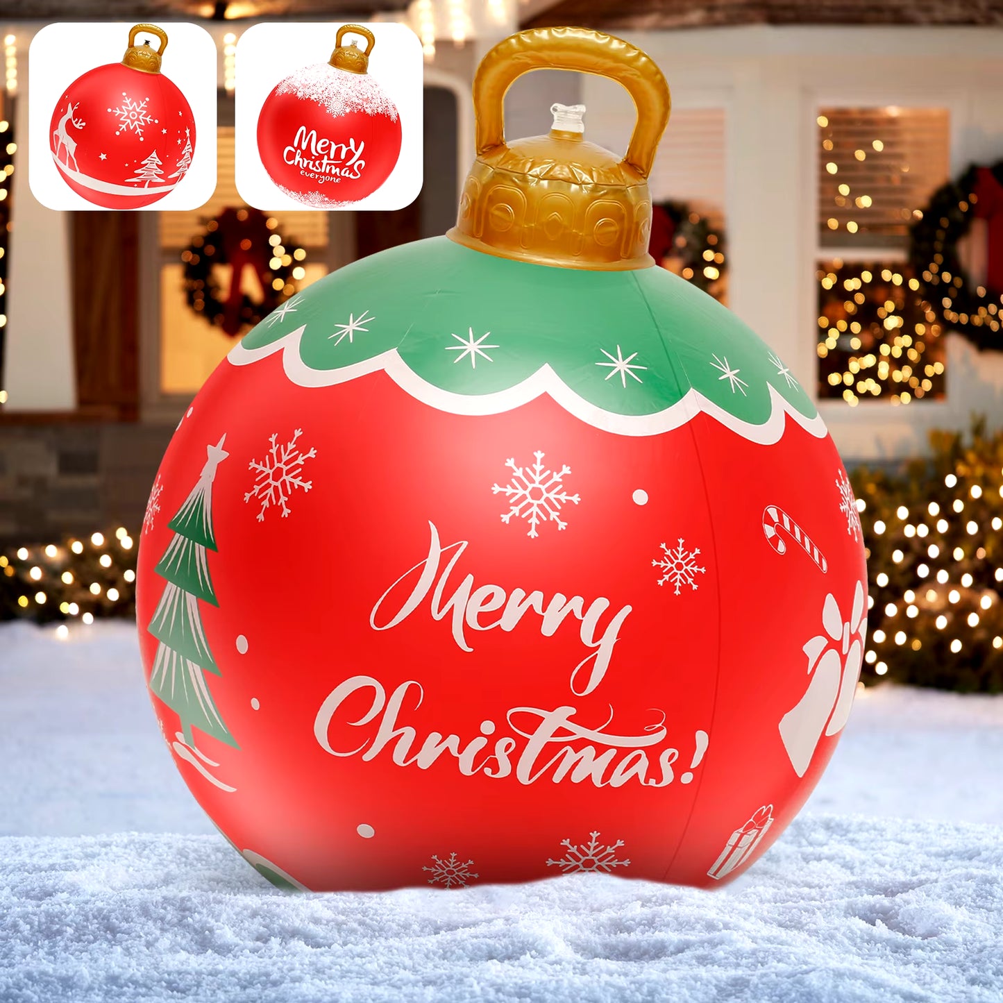 Inflatable Christmas Ball 23 Inch Large Outdoor Christmas PVC Inflatable Ball Reusable Giant Blow up Ball Decorations