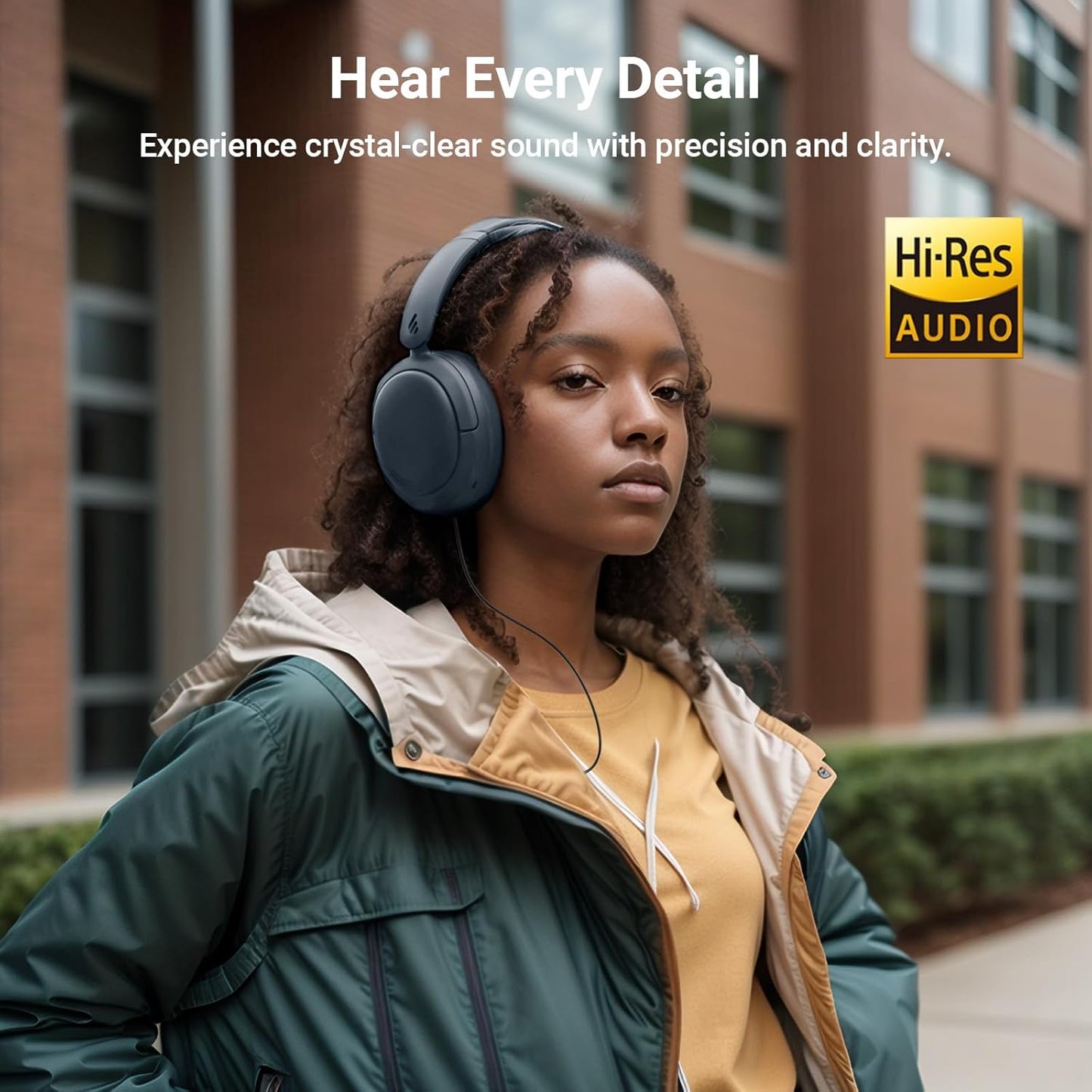 V80 Hybrid Active Noise Cancelling Headphones, True Wireless over Ear Bluetooth Headset with 45H Playtime Hi-Res Audio Fast Charging Multipoint Connection for Travel Home Office - Navy Blue