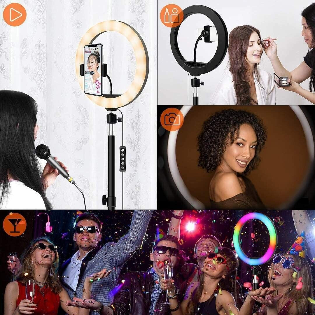 12" LED Ring Light with Stand for Youtube Tiktok Makeup Video Phone Selfie