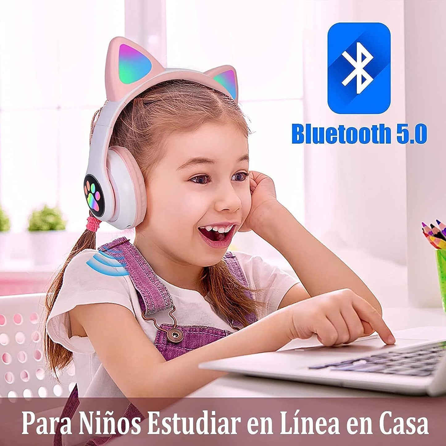 Wireless Bluetooth 5.0 Headphones with Noise Cancelling Over-Ear Earphones