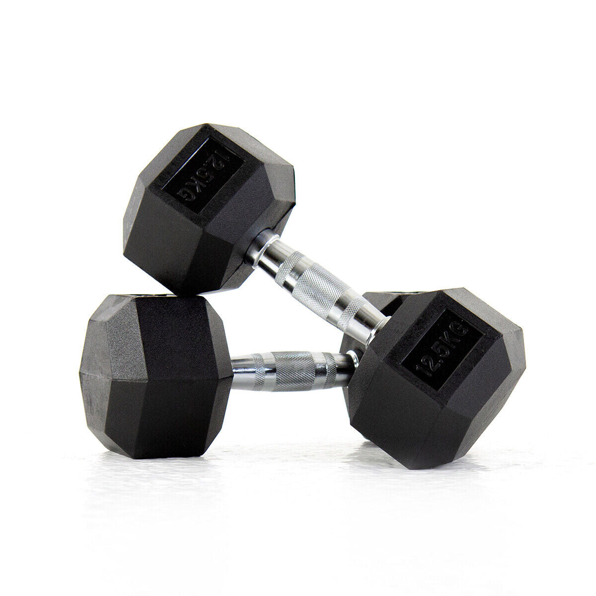 Hex Dumbbells Rubber Encased Cast Iron – Durable Home, Gym, & Office Weights - Domestic Delivery Only