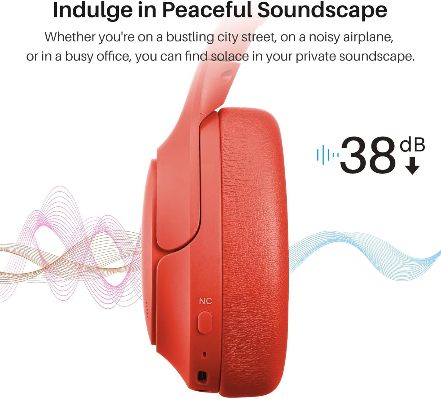 HT2 Hybrid Active Noise Cancelling Wireless Headphones, 60H Playtime Lossless Audio over Ear Bluetooth Headphones, Hi-Res Audio Deep Bass Foldable Lightweight Headset for Workout