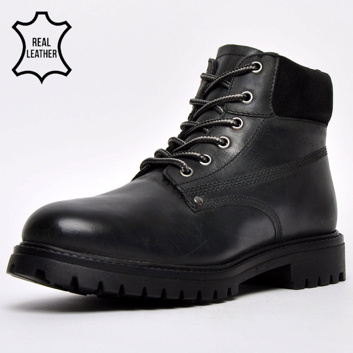 Oaktrak Baxter Mens Leather Urban Outdoor Ankle Boots Black