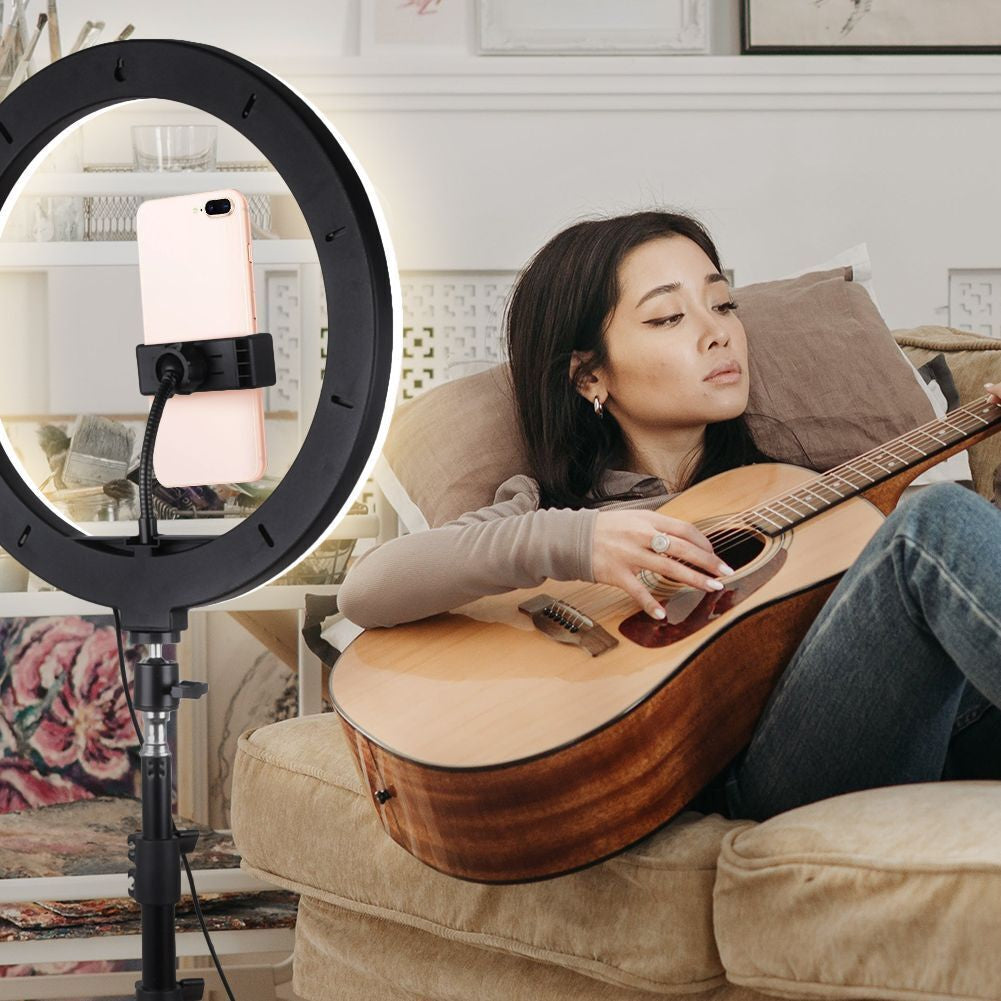 12" to 14" LED Selfie Ring Light with Tripod Stand & Phone Holder for Makeup Live