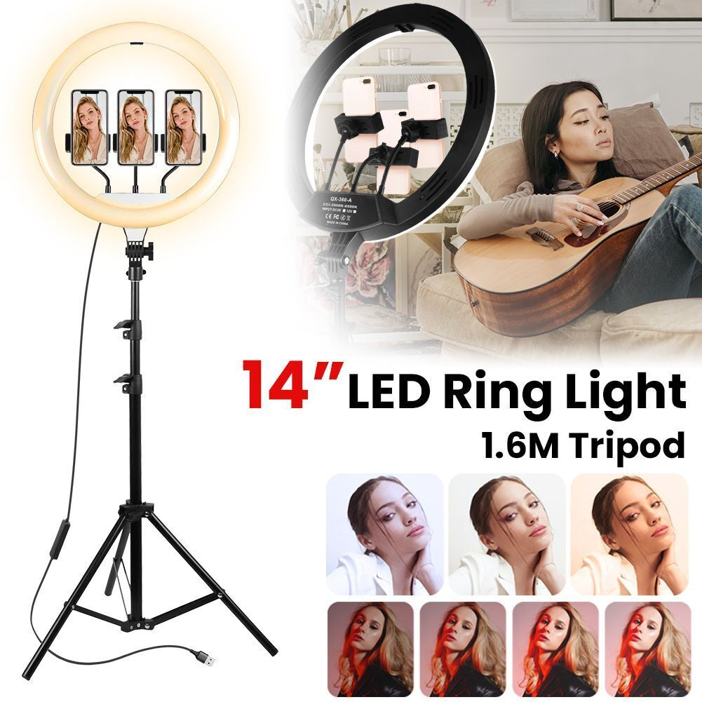 12" to 14" LED Selfie Ring Light with Tripod Stand & Phone Holder for Makeup Live
