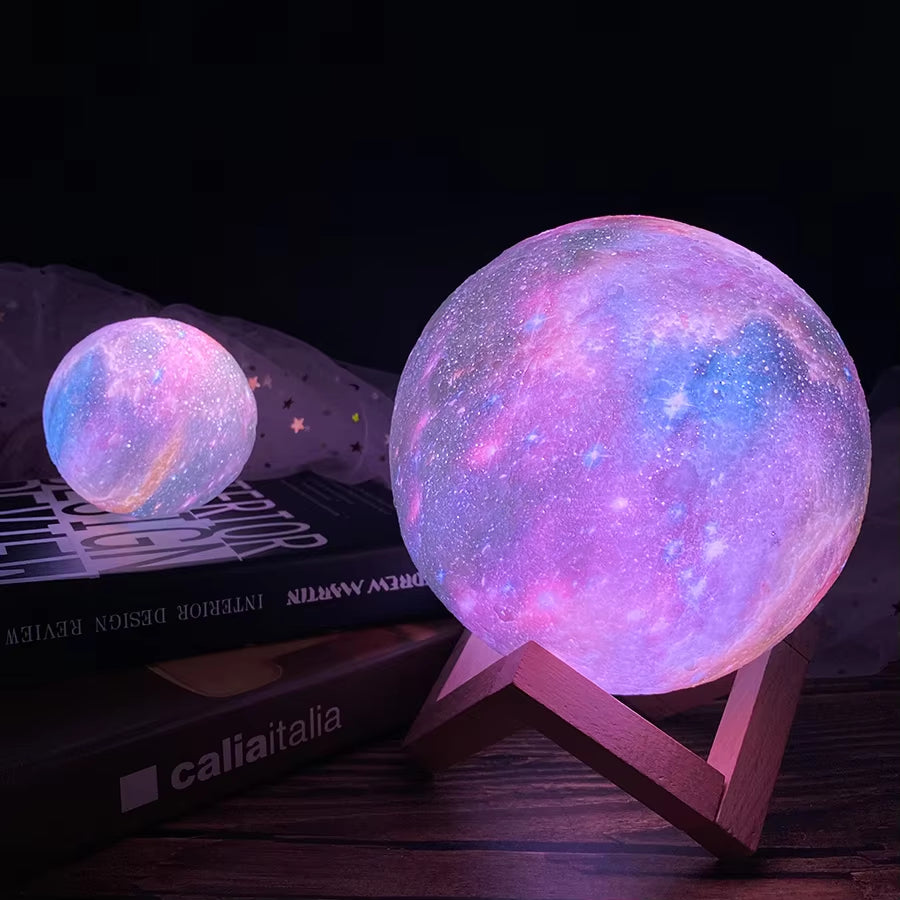 3D Printed Starry Star Moon Lights 16Colors Colorful Rechargeable Touch Night Light Home Decor Creative Gift USB Table Lamp