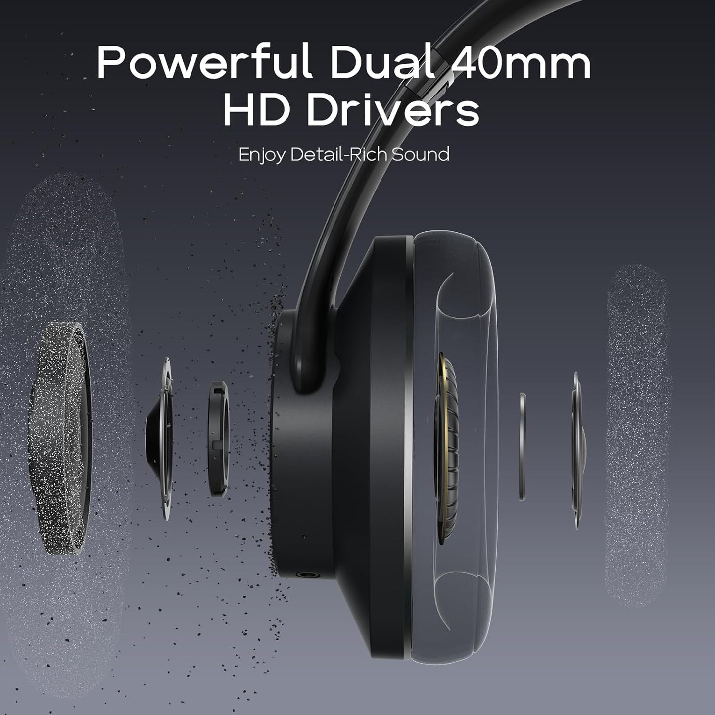 Bluetooth Headphones over Ear, 90H Playtime Bluetooth 5.3 Wireless Headphones with Mic, Foldable Lightweight Headphones Wireless with Hifi Stereo Sound, Deep Bass for Travel PC Cellphone(Black)