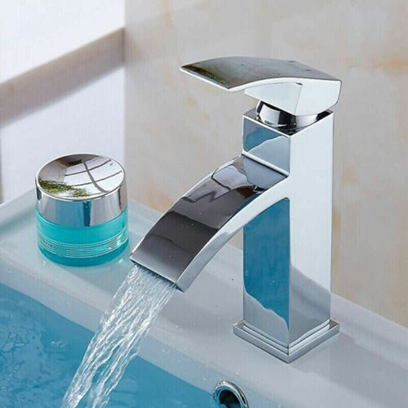 Modern Waterfall Bathroom Taps – Chrome Basin Mixer Tap & Bath Filler Shower Deck Sets