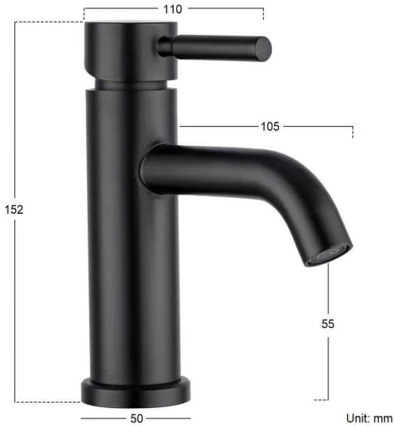 Modern Waterfall Bathroom Tap – Black Basin Sink Mono Mixer Faucet with Waste Set