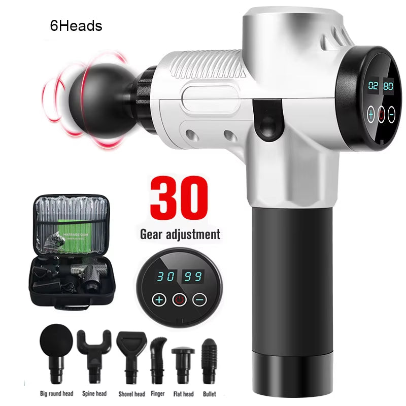 Professional Massage Gun with Hot and Cold Compress Head Electric Percussion Fascia Gun Muscle Relax Slimming Shaping Fitness