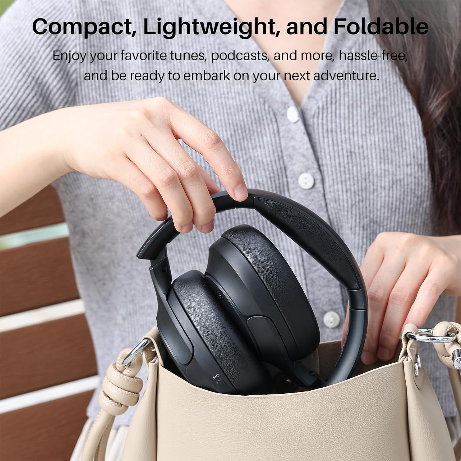HT2 Hybrid Active Noise Cancelling Wireless Headphones, 60H Playtime Lossless Audio over Ear Bluetooth Headphones, Hi-Res Audio Deep Bass Foldable Lightweight Headset for Workout