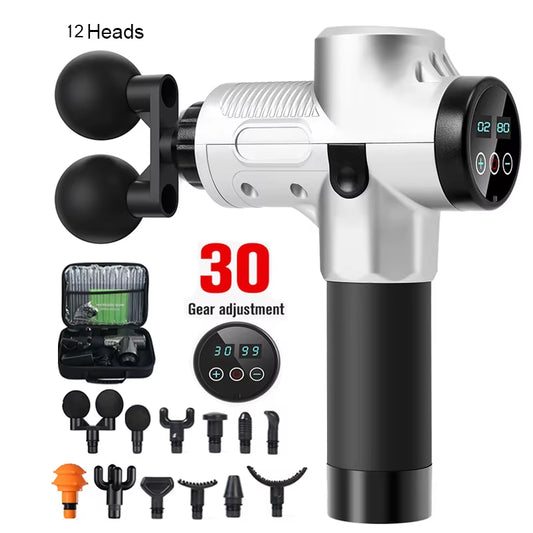 Professional Massage Gun with Hot and Cold Compress Head Electric Percussion Fascia Gun Muscle Relax Slimming Shaping Fitness
