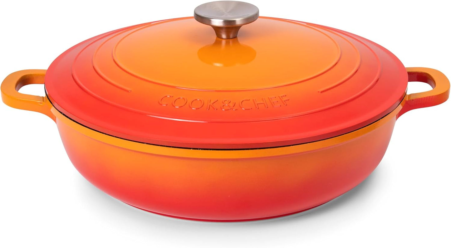 4L Non-Stick Aluminium Dutch Oven with Lid – Oven-Proof, Induction-Compatible Cooking Pot – Lightweight, Easy-Clean Casserole Dish, 24cm, Cream