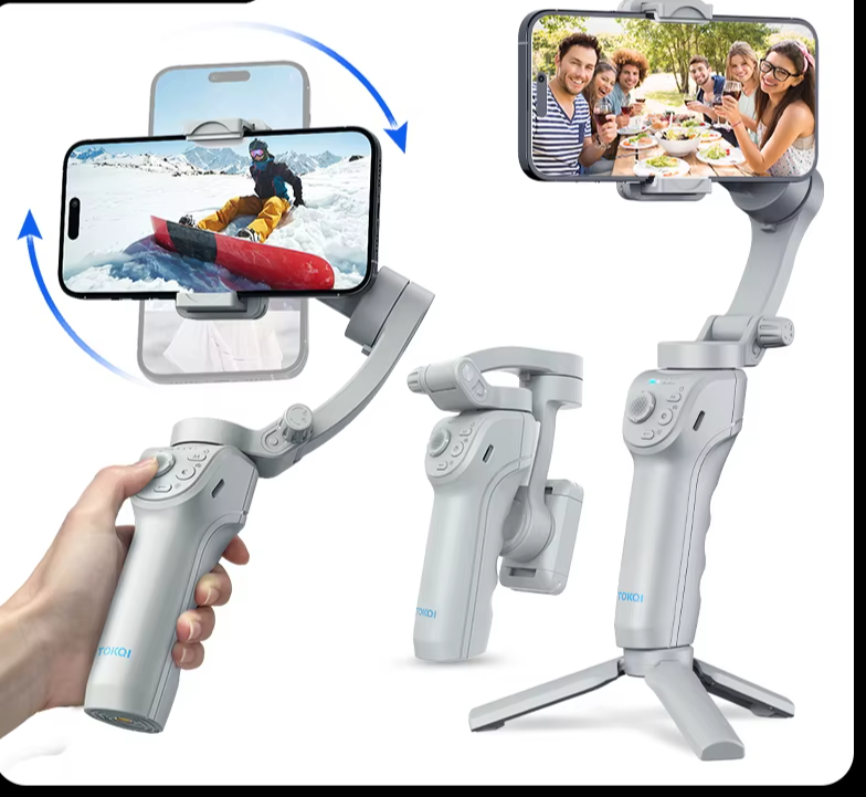 Handheld Gimbal Phone Stabilizer with Fill Light for Smartphone 3-Axis anti Shake Foldable Holder Selfie Tripod for Iphone