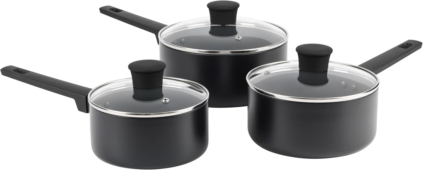 Russell Hobbs Shield 20 Cm Saucepan – Non-Stick Coating 10X Tougher*, Induction Suitable Cooking Pot, Tempered Glass Lid, Pressed Aluminium Casserole, Easy to Clean, Soft-Touch Handle