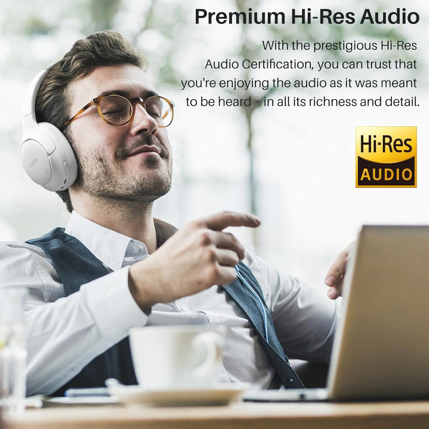 HT2 Hybrid Active Noise Cancelling Wireless Headphones, 60H Playtime Lossless Audio over Ear Bluetooth Headphones, Hi-Res Audio Deep Bass Foldable Lightweight Headset for Workout