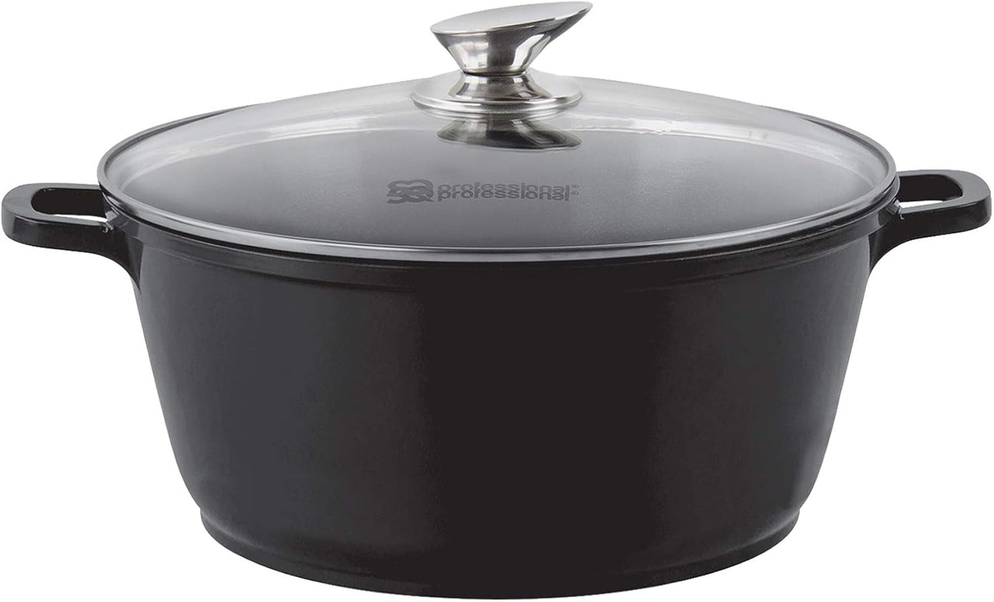 3-Layer Non-Stick Die-Cast Aluminium Stockpot with Tempered Glass Lid and Steam Vent – Induction Ready Casserole Pan, 20cm, Cream