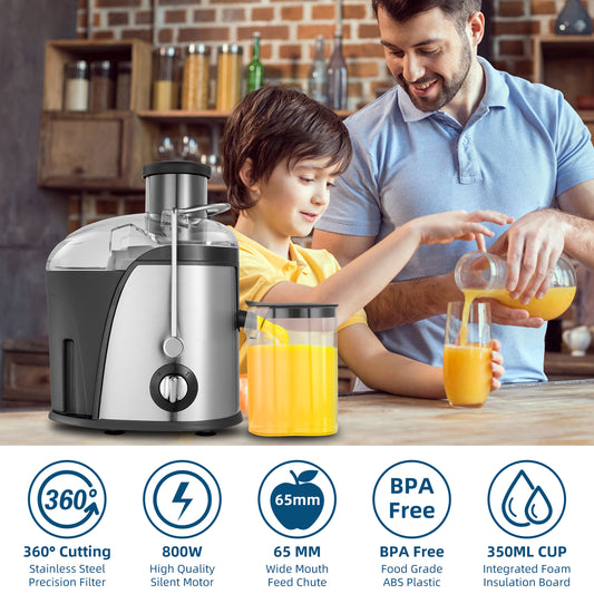 800W Juicer Machine Whole Fruit Vegetable Large Juice Extractor Stainless Steel