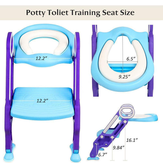BAMNY Baby Toilet Trainer Adjustable Step Stool Ladder Soft Padded Seat Non-Slip