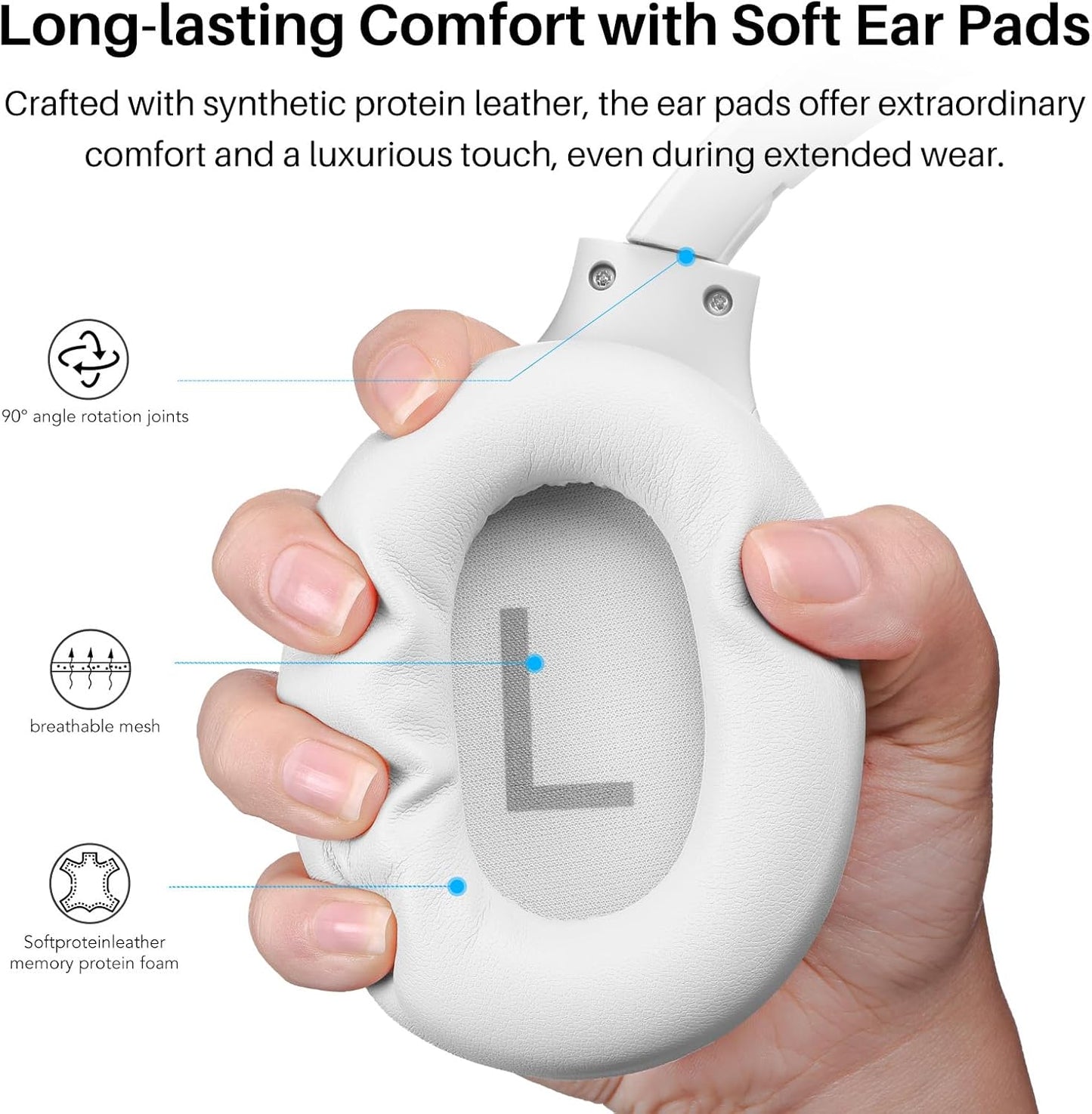 HT2 Hybrid Active Noise Cancelling Wireless Headphones, 60H Playtime Lossless Audio over Ear Bluetooth Headphones, Hi-Res Audio Deep Bass Foldable Lightweight Headset for Workout