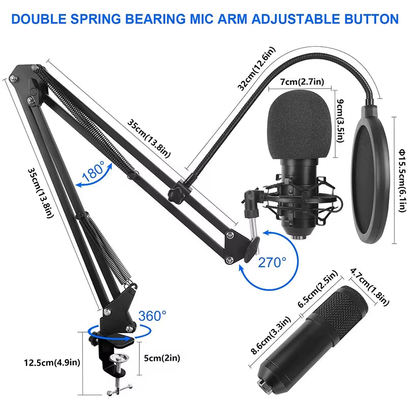 BM800 Professional Microphone Kit โ Studio-Quality Recording for Creators