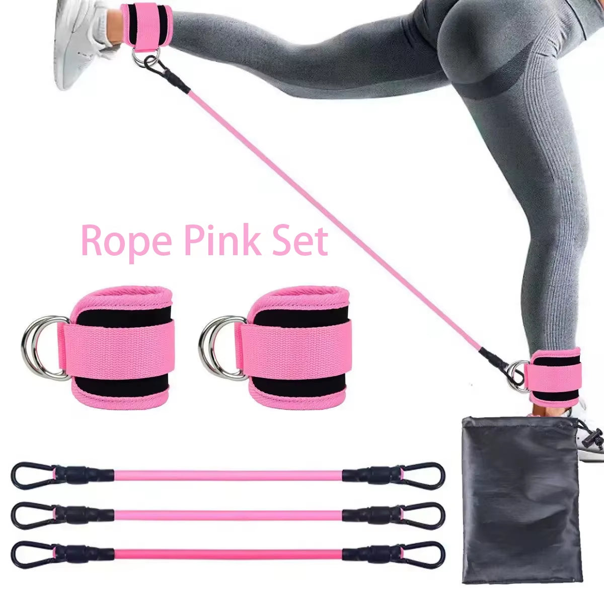Ankle Strap Resistance Bands – Elastic Fitness Training Equipment for Yoga, Pilates, CrossFit, and Gym Workouts