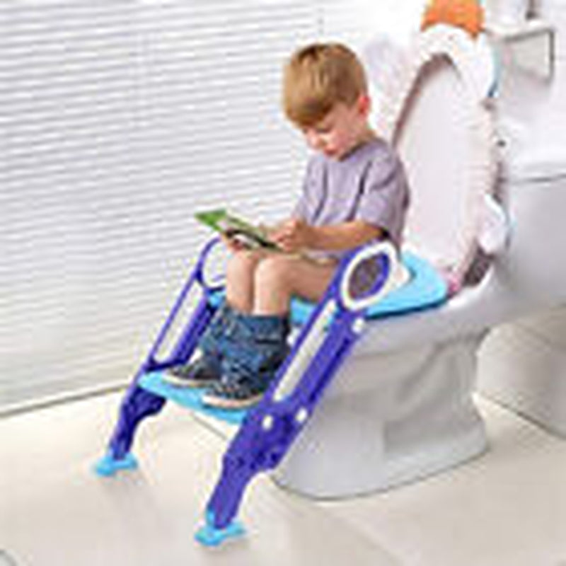 BAMNY Baby Toilet Trainer Adjustable Step Stool Ladder Soft Padded Seat Non-Slip