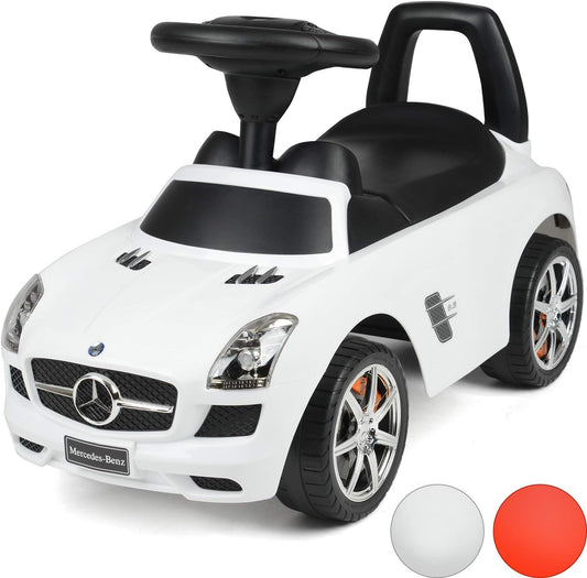 Kids Ride on Mercedes Benz Car with Sound Effects Licensed for 2+ Years Old (White Car)