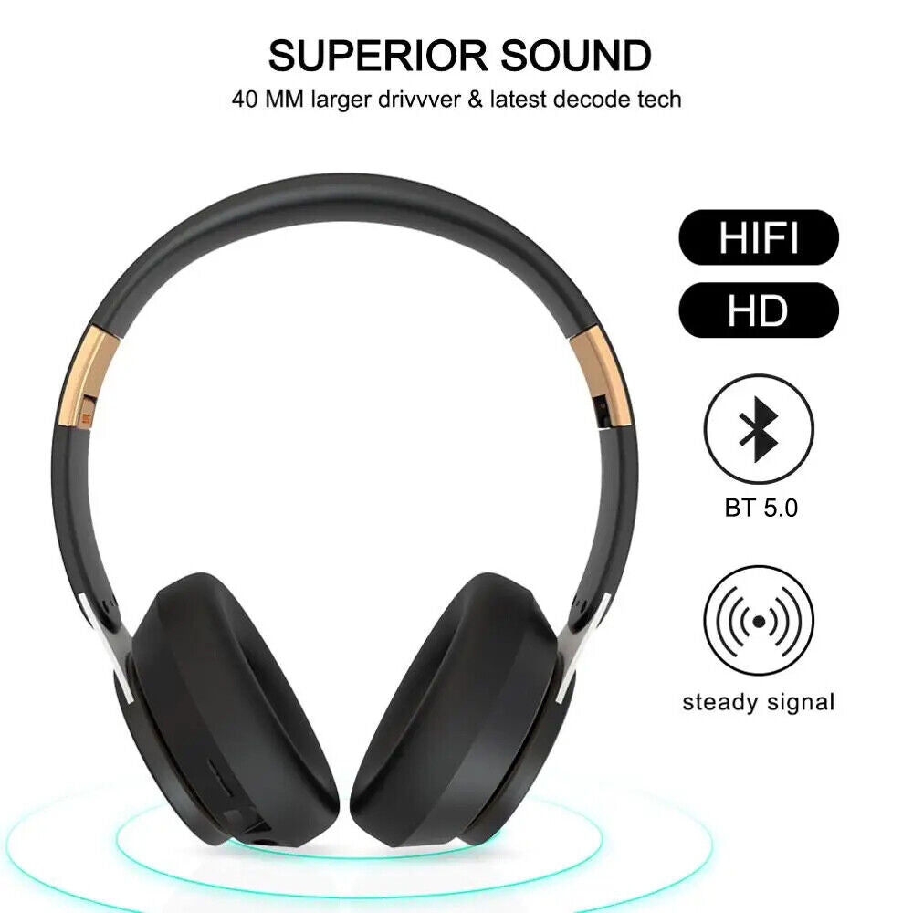 Wireless Bluetooth Headphones with Noise Cancelling Over-Ear Stereo Earphones
