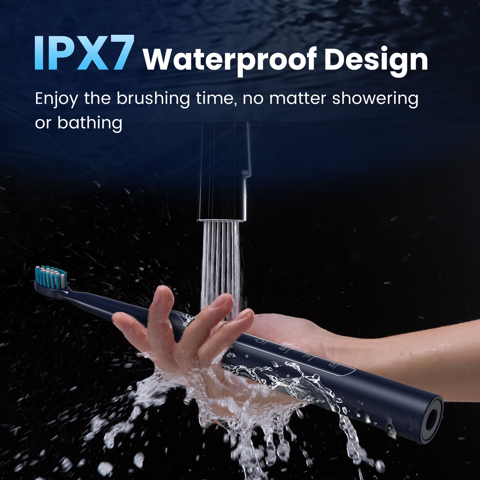 Rechargeable Electric Toothbrush with 3 Brushing Modes, Timer, and 7 Brush Heads – IPX7 Waterproof