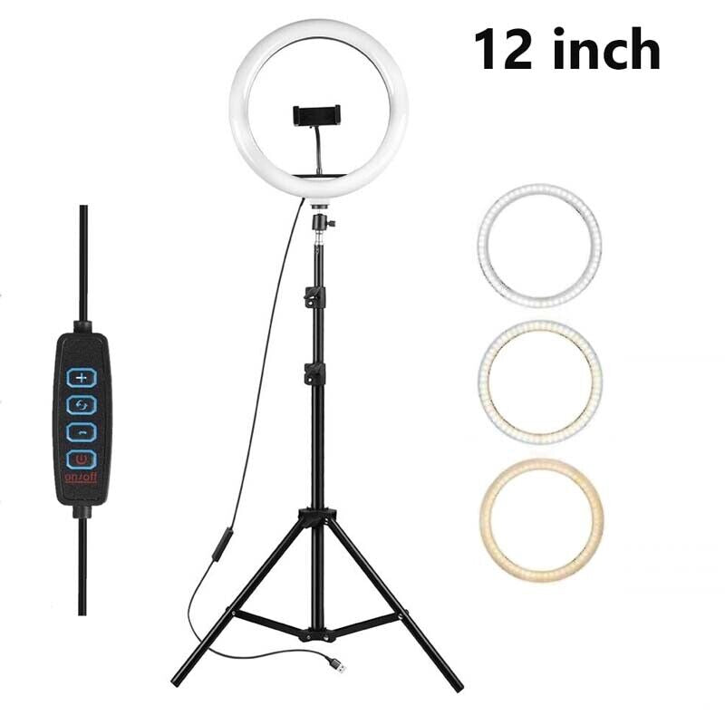 12Inch LED Selfie Live Makeup Ring Light with 1.7Meter Tripod Stand Phone Holder