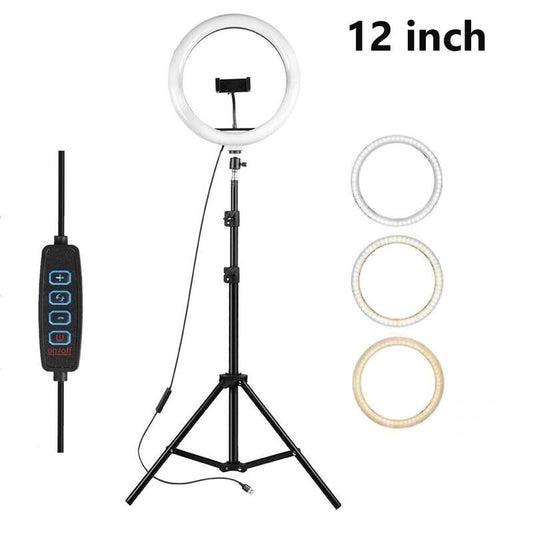 12Inch LED Selfie Live Makeup Ring Light with 1.7Meter Tripod Stand Phone Holder
