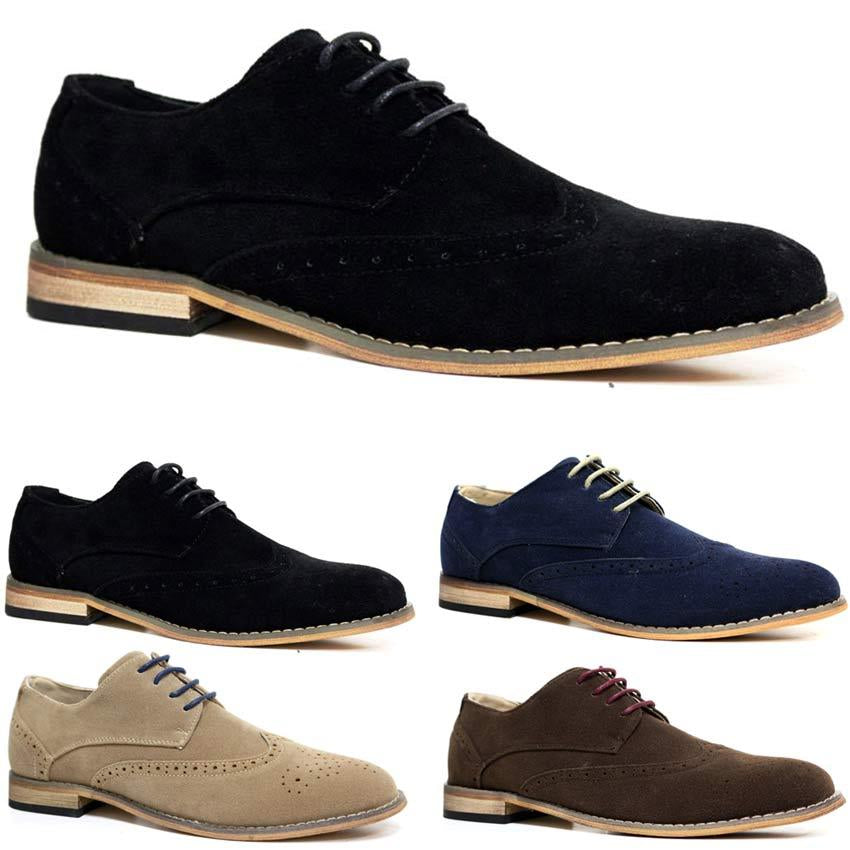 Mens New Faux Suede Lace up Casual Formal Office Work Lace up Brogues Shoes Size
