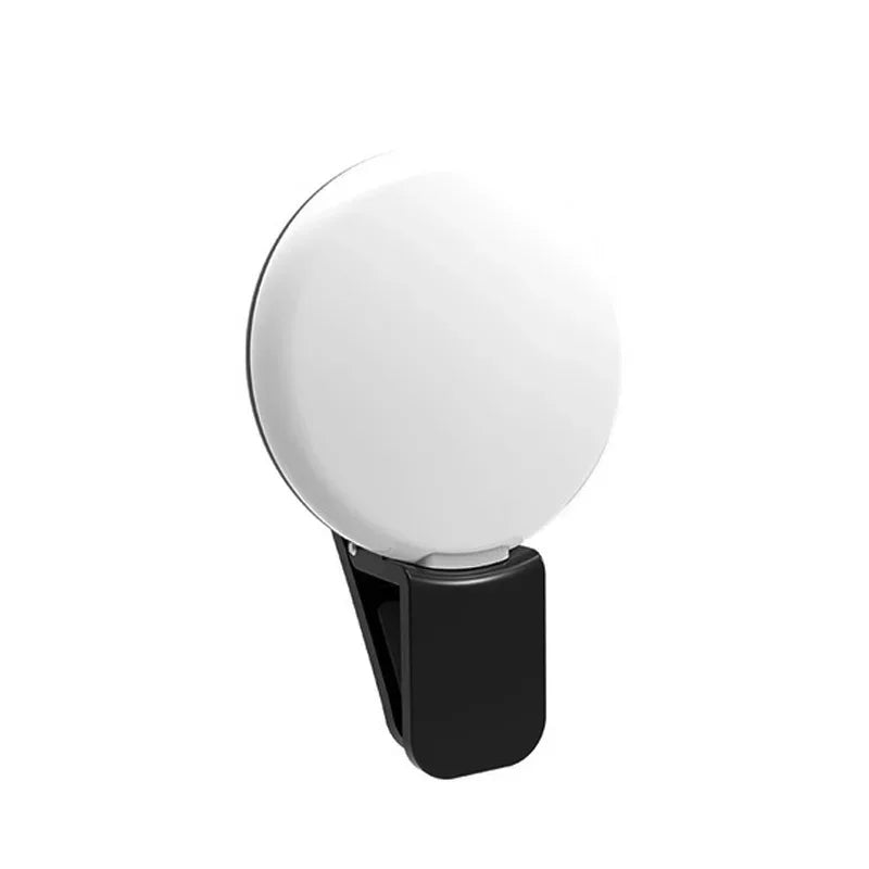 Portable Mini LED Selfie Ring Light – 3-Stop Dimming Circle Clip-On Light for Perfect Photography & Video