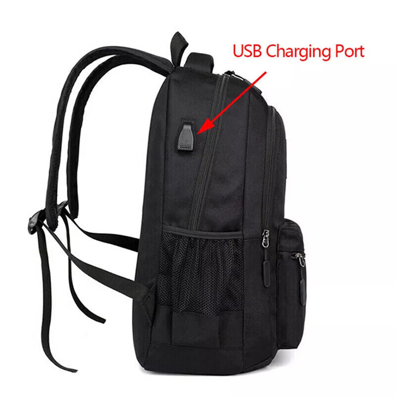 Unisex Laptop Backpack Large Leather Travel Rucksack School Bag Black
