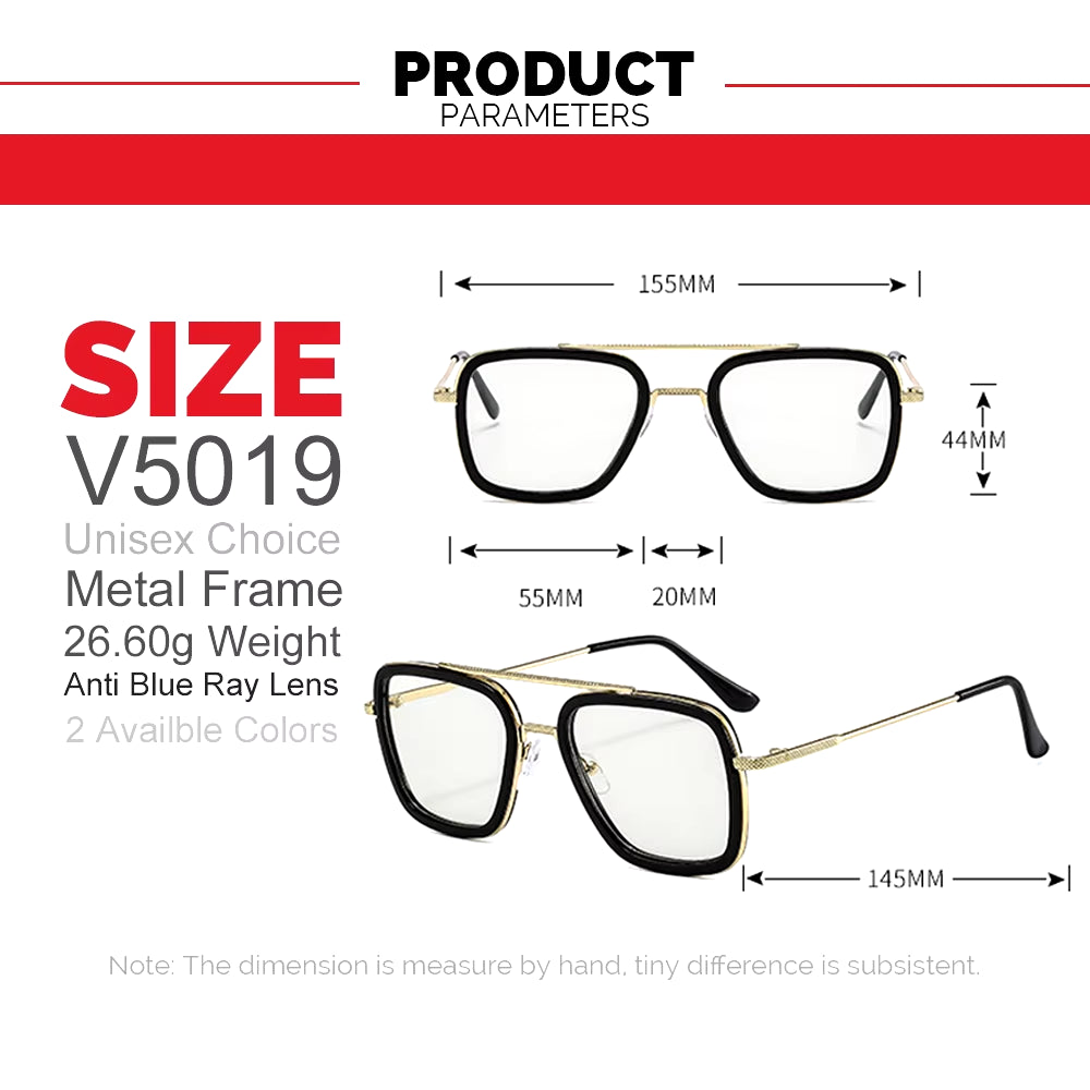 Square Photochromic Glasses Men Anti Blue Light Blocking Eyeglasses Computer Ray Retro Unisex Tony Stark Goggles