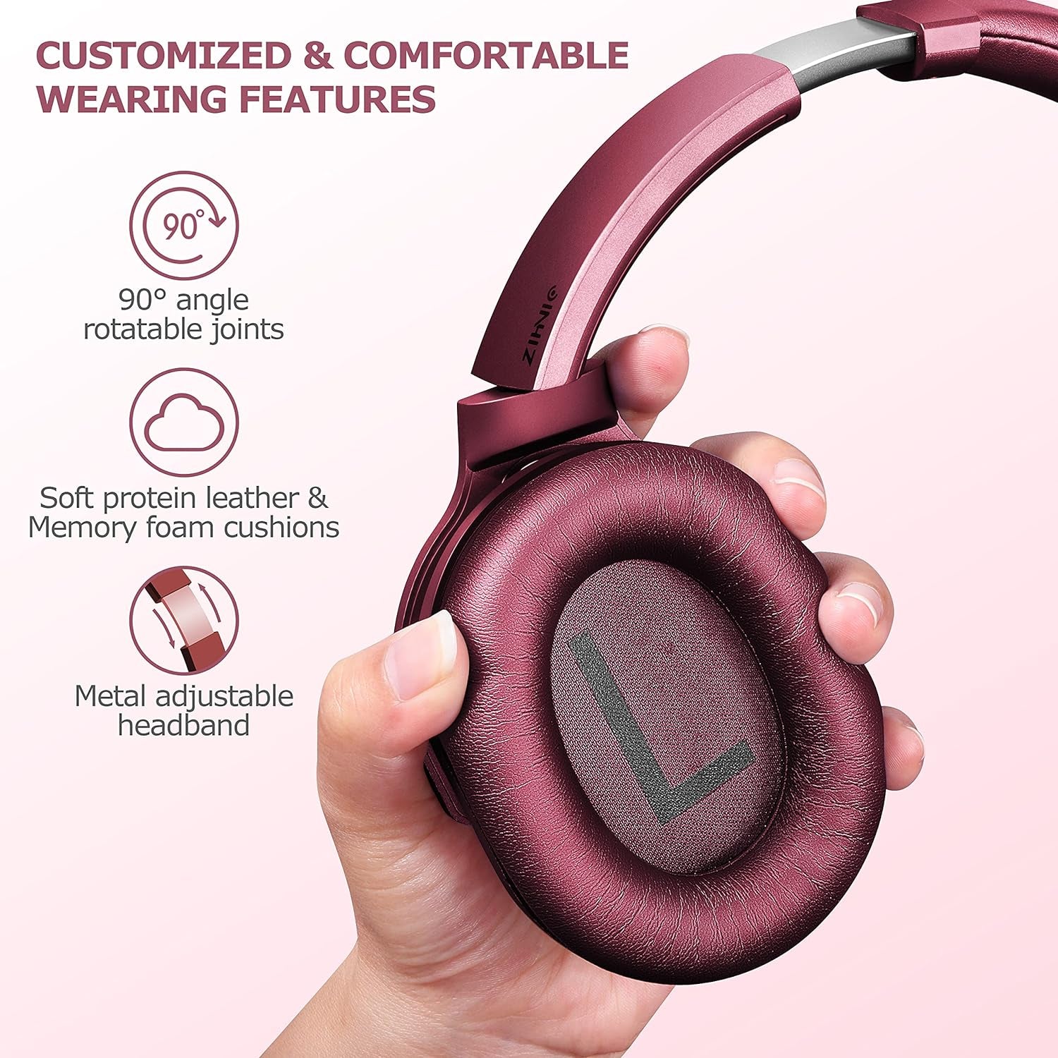 Active Noise Cancelling Headphones, 40H Playtime Wireless Bluetooth Headset with Deep Bass Hi-Fi Stereo Sound,Comfortable Earpads for Travel/Home/Office