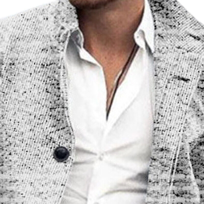 Men’s Long Sleeve Woolen Trench Coat – Warm Plaid Office Jacket for Winter Style