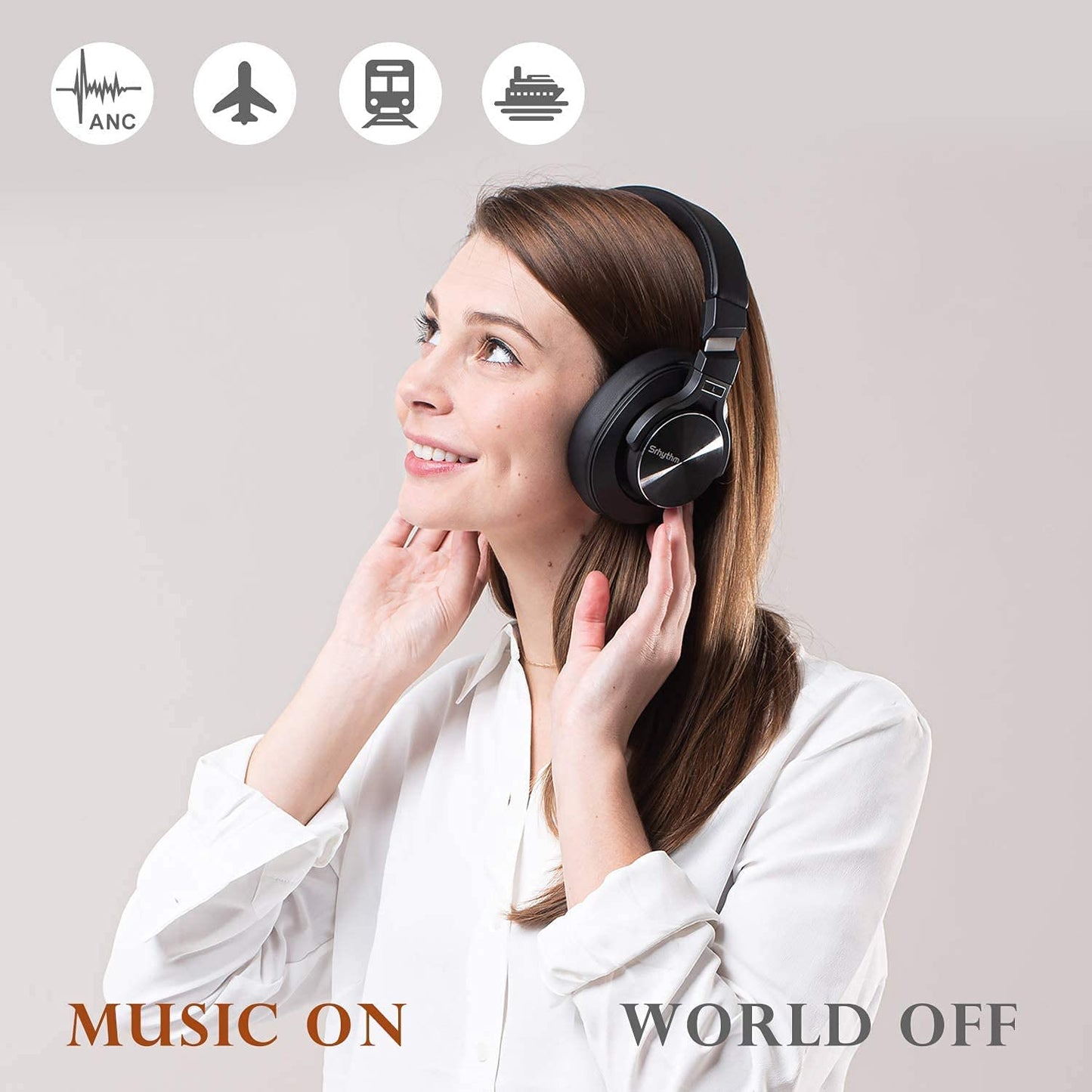 NC75 Pro Active Noise Cancelling Headphones Bluetooth 5.0,Over-Ear Headset with Build-In Microphone,Hi-Fi,40 Hours Playtime for All Bluetooth Devices (Black)