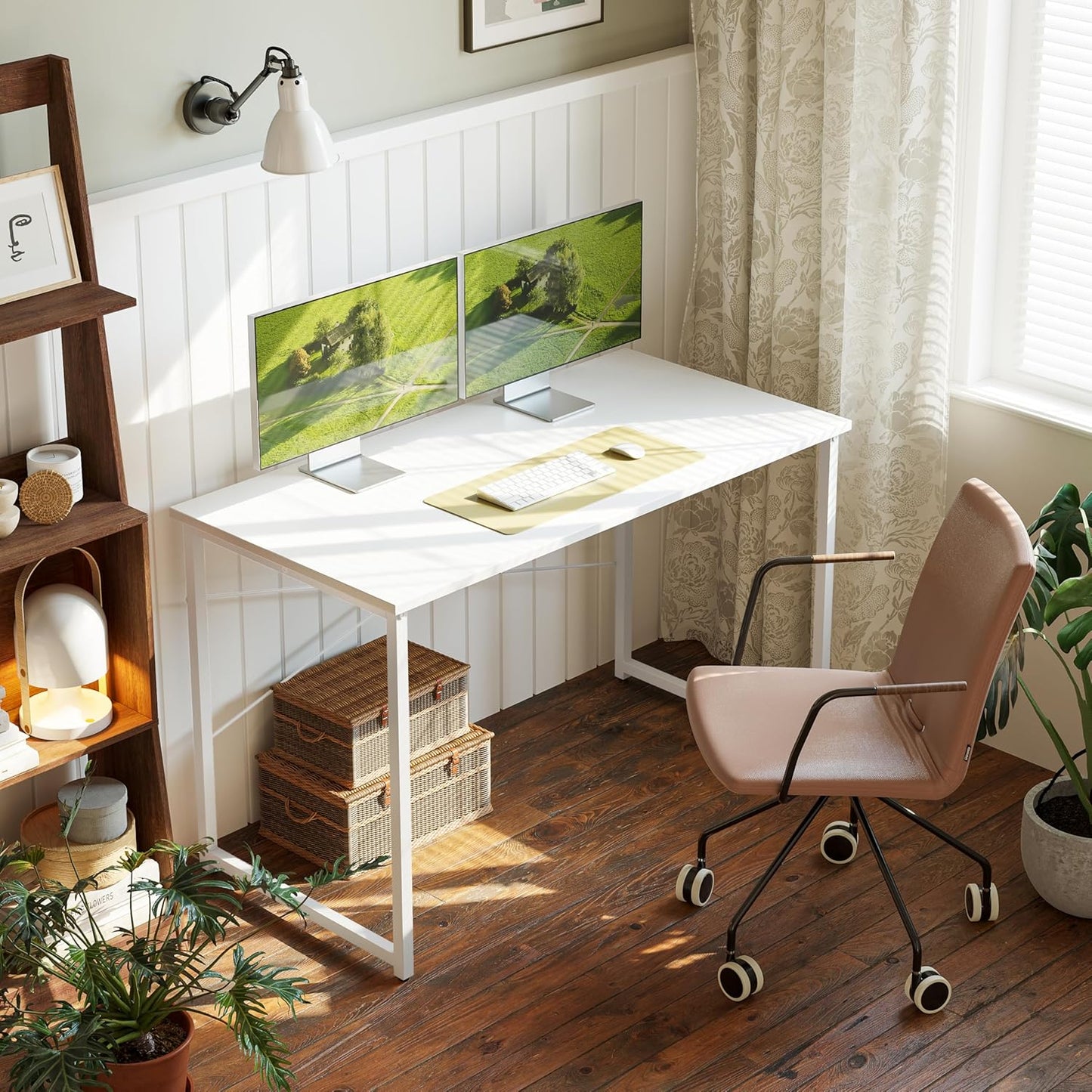 Computer Desk Home Office Desk 80X40 Cm Study Writing Table, Modern Simple Style, White
