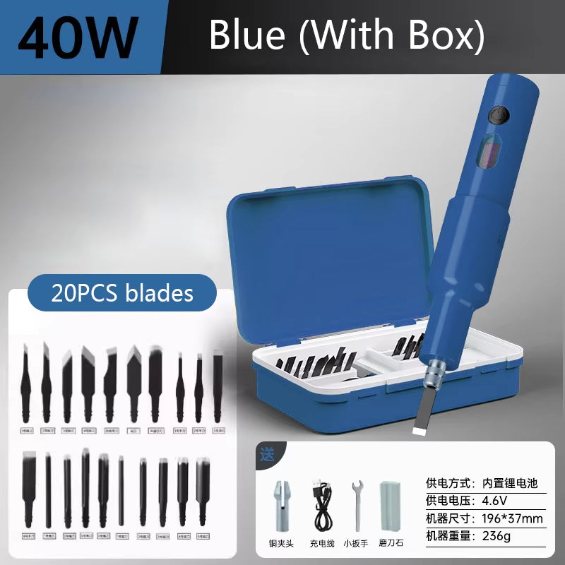 5PCS/20PCS Blade Carpenter Root Sculpture Mini Power Carving Chisel Carpentry Lithium Electric Carving Knife Chisel Set
