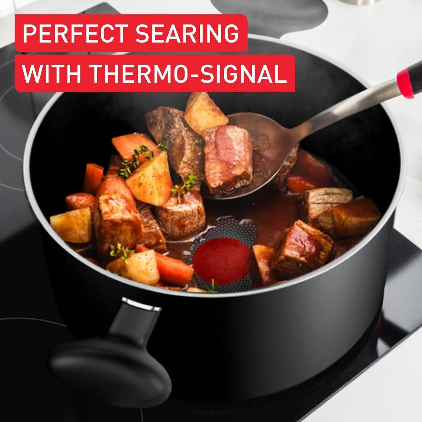 Titanium Essential Stewpot 24 Cm + Lid, High-Performance Non-Stick Coating, Metal Spatula Safe, All Hobs excluding Induction, B9414644