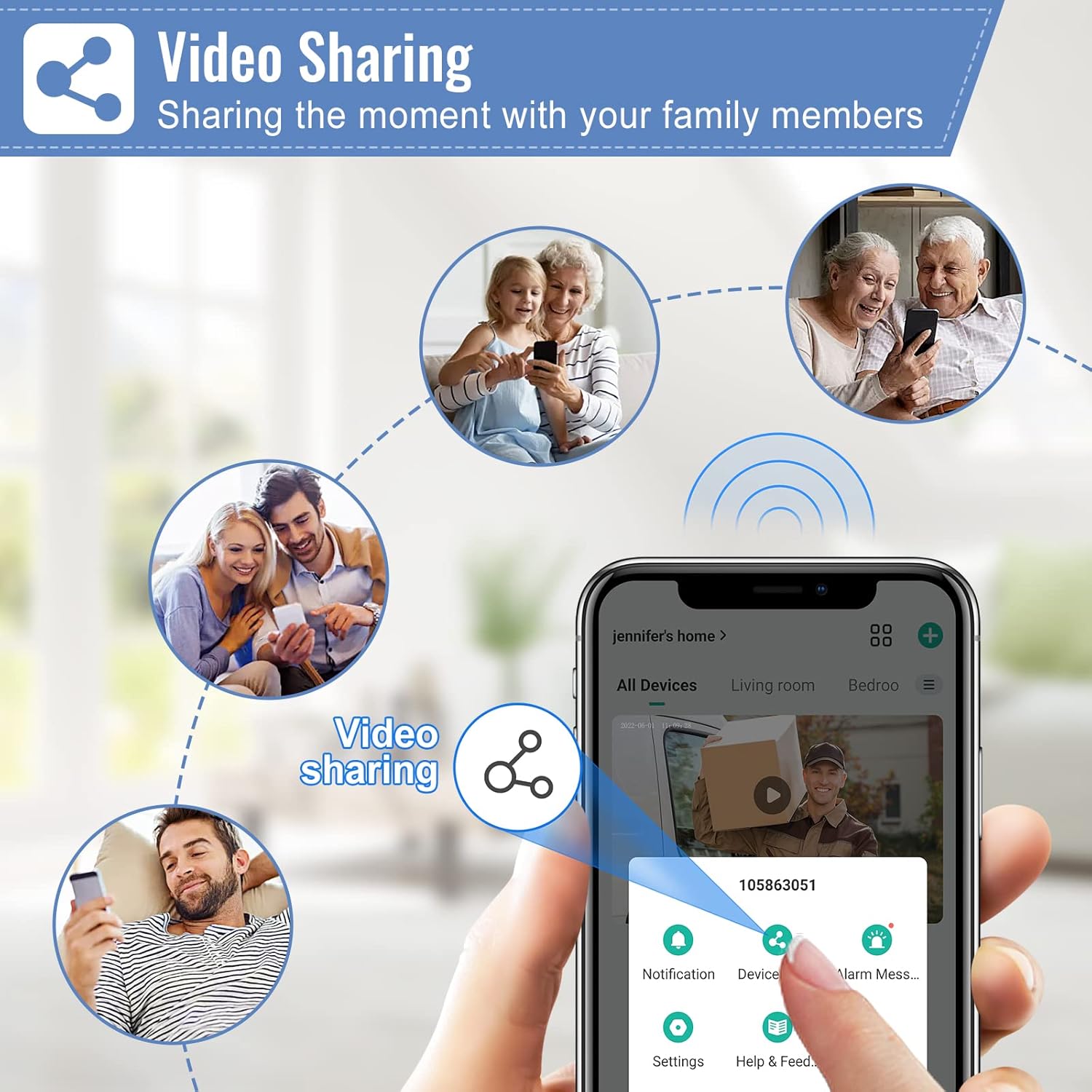 Wireless Wifi Video Doorbell Camera, 2K HD Smart Video Door Bell with Camera Battery Operated PIR Motion Detection Night Vision 2-Way Audio Support SD Card
