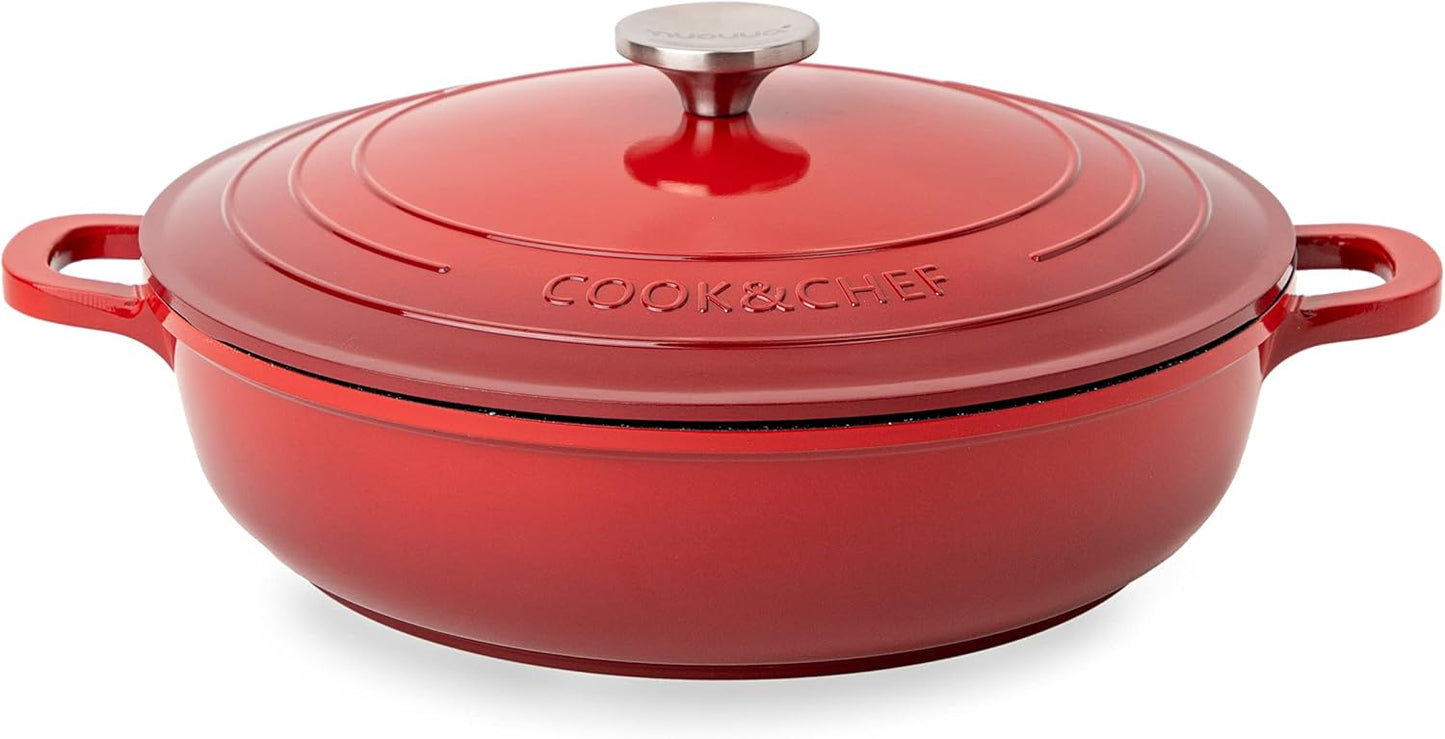 4L Non-Stick Aluminium Dutch Oven with Lid – Oven-Proof, Induction-Compatible Cooking Pot – Lightweight, Easy-Clean Casserole Dish, 24cm, Cream