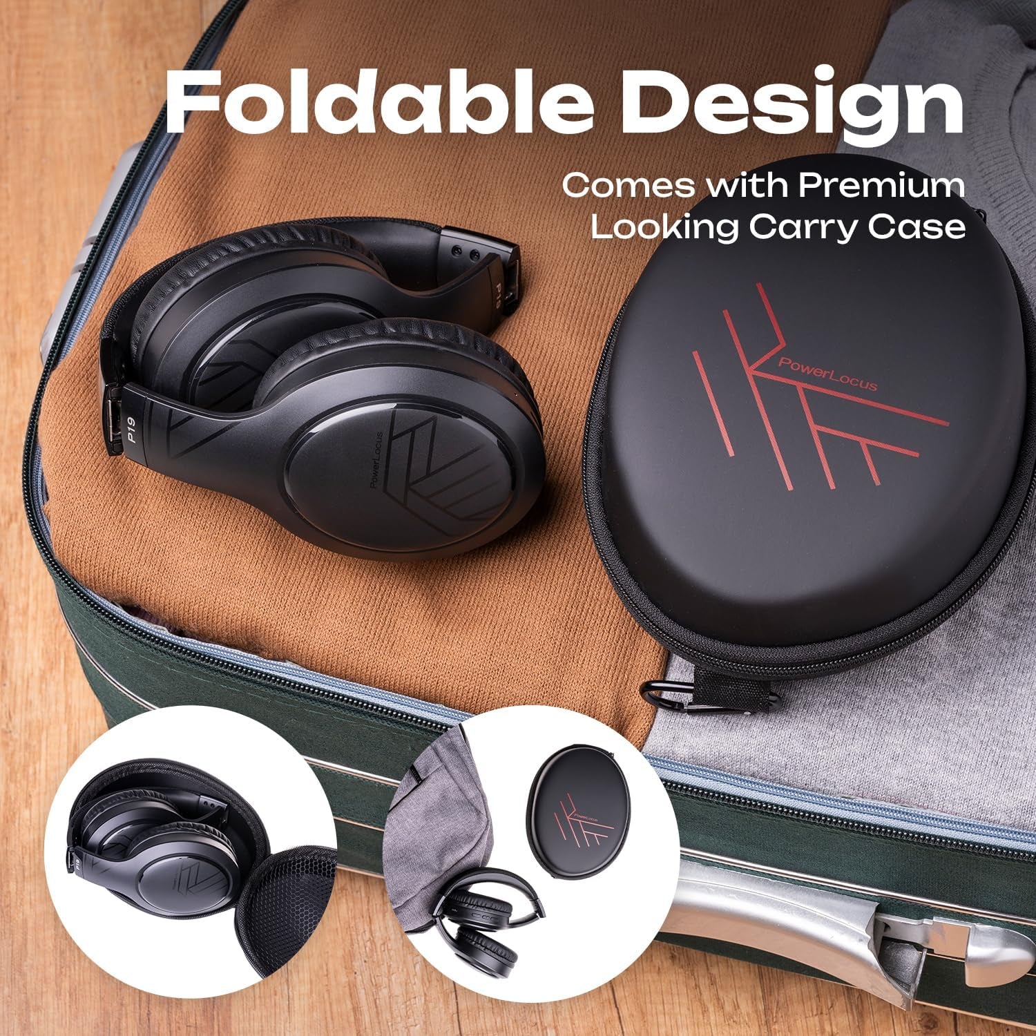 Bluetooth Headphones, Bluetooth Headphones over Ear, Wireless Headphones with Microphone, 3 EQ Modes, 60Hrs Playtime, Foldable Headphones, Fabric Headband, Hi-Fi Stereo for Work/Travel/Pc