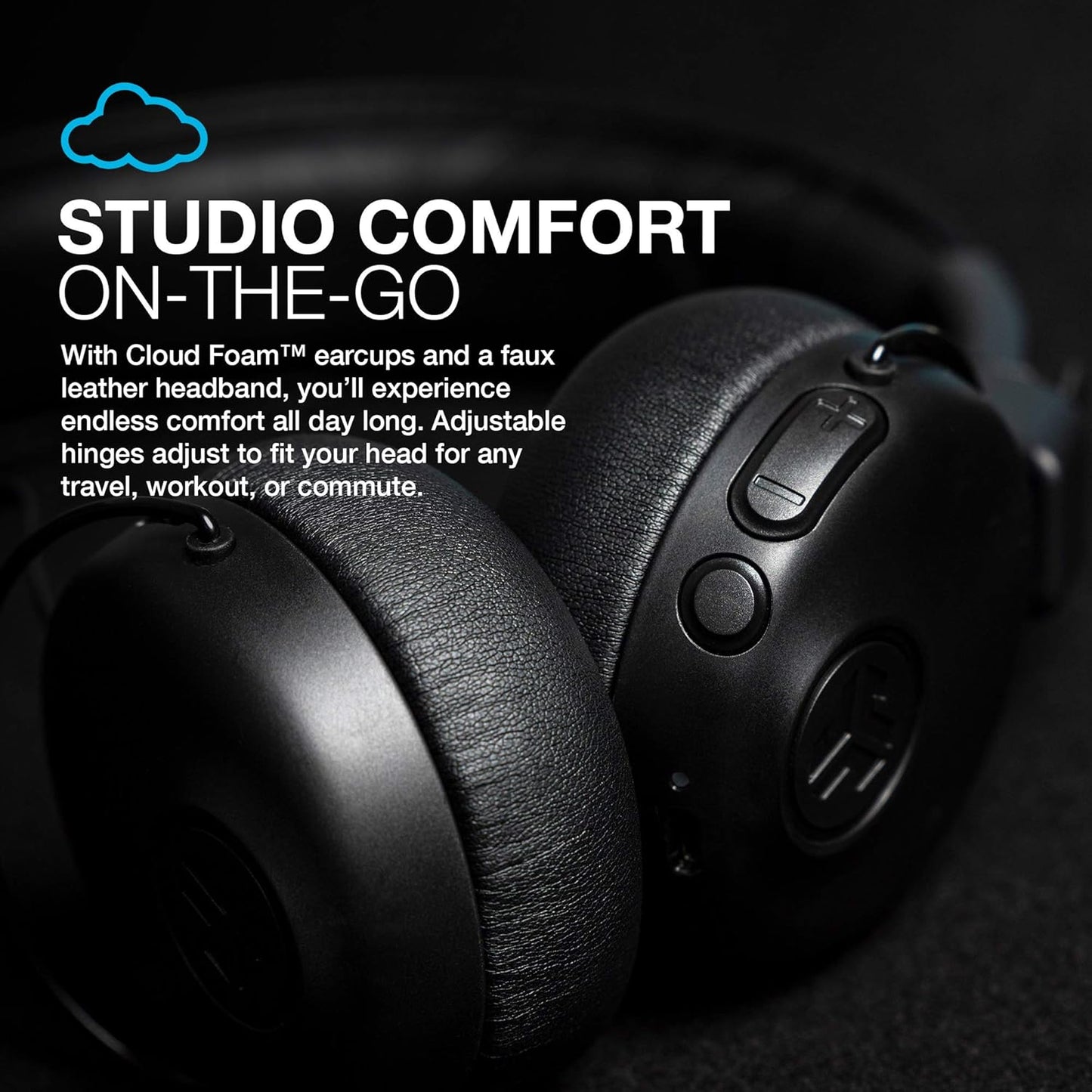Studio Noise Cancelling Headphones, Wireless Headphones with EQ3 Custom Sound and 34+ Hour Bluetooth 5 Playtime, 28+ Hour Active Noise Cancelling Playtime, Black