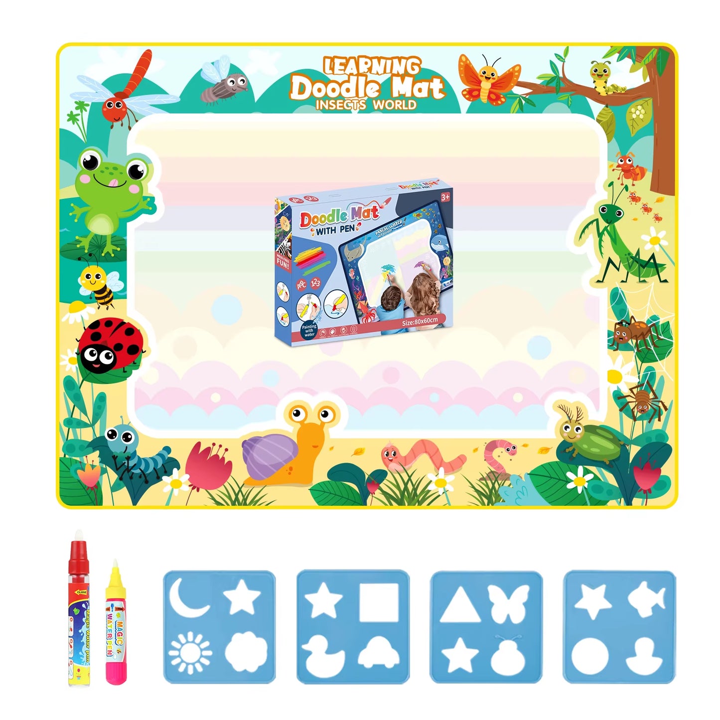 Coolplay Magic Water Drawing Mat Coloring Doodle Mat with Magic Pens Montessori Toys Painting Board Educational Toys for Kids