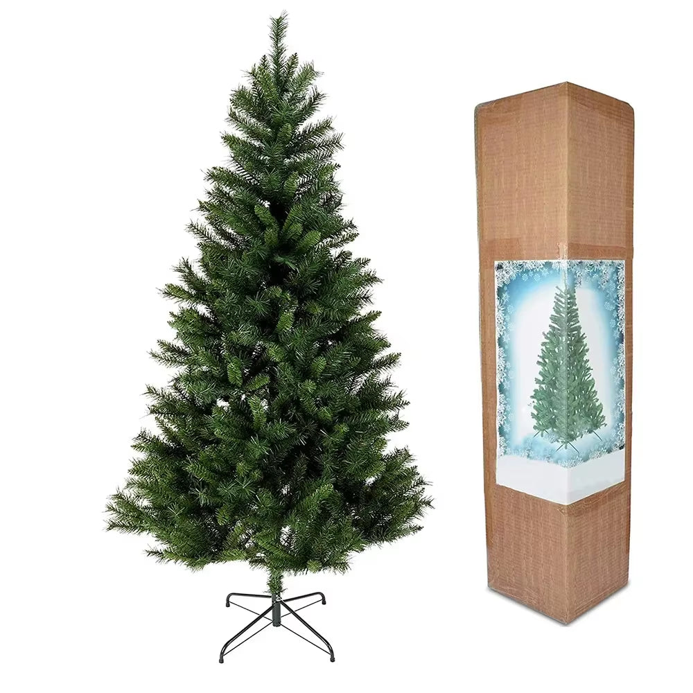 2.1M Christmas Tree with 800 Tips Folding Stable Metal Stand Fast Assemble Flame Retardant PVC Green Artificial Christmas